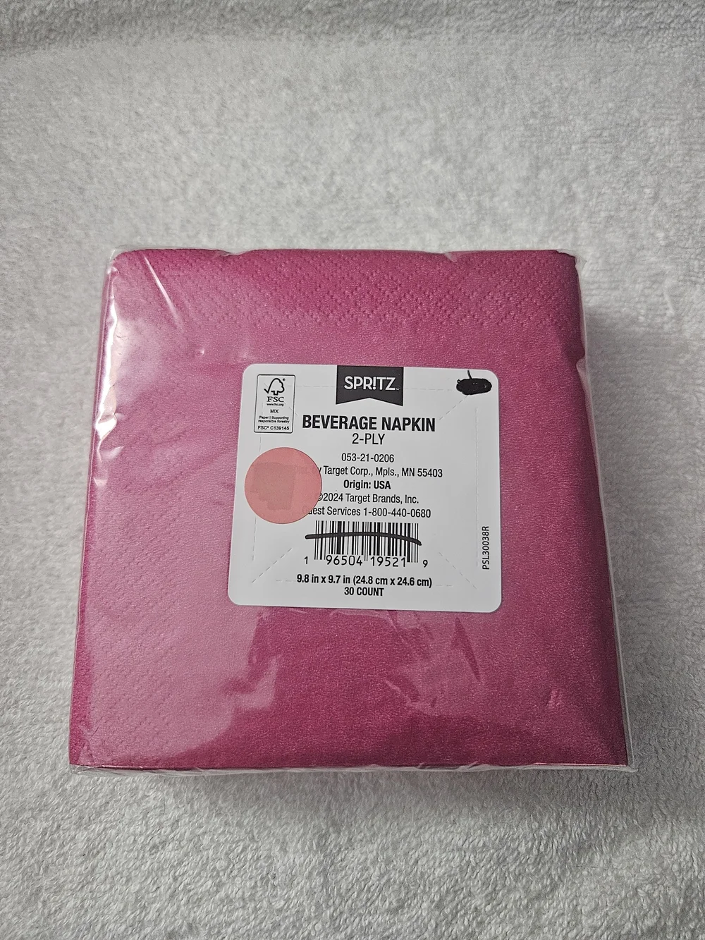 Spritz Hot Pink Paper Napkins - Pack of 30 Disposable Party Napkins